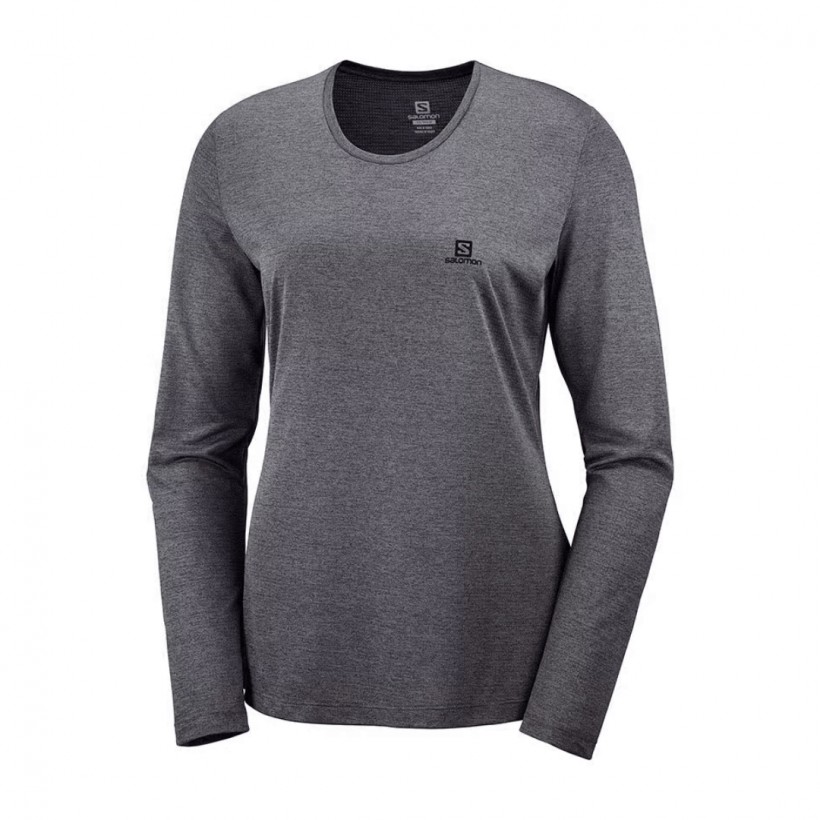 Camiseta feminina cinza escuro de manga comprida Salomon Agile