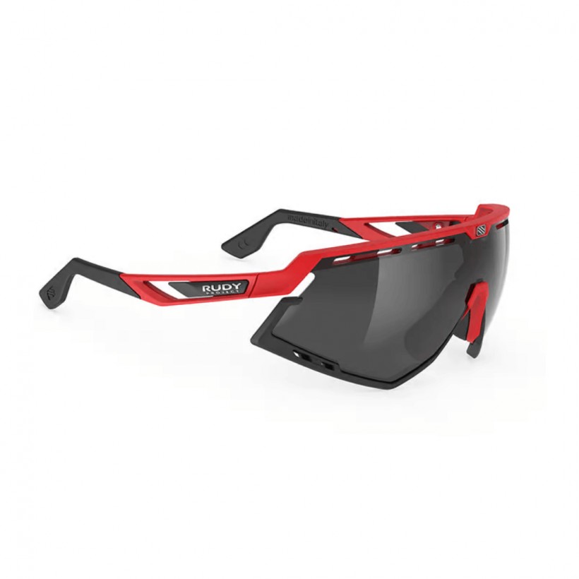 Czerwone czarne okulary Rudy Project Defender z czarnymi soczewkami RP Optics
