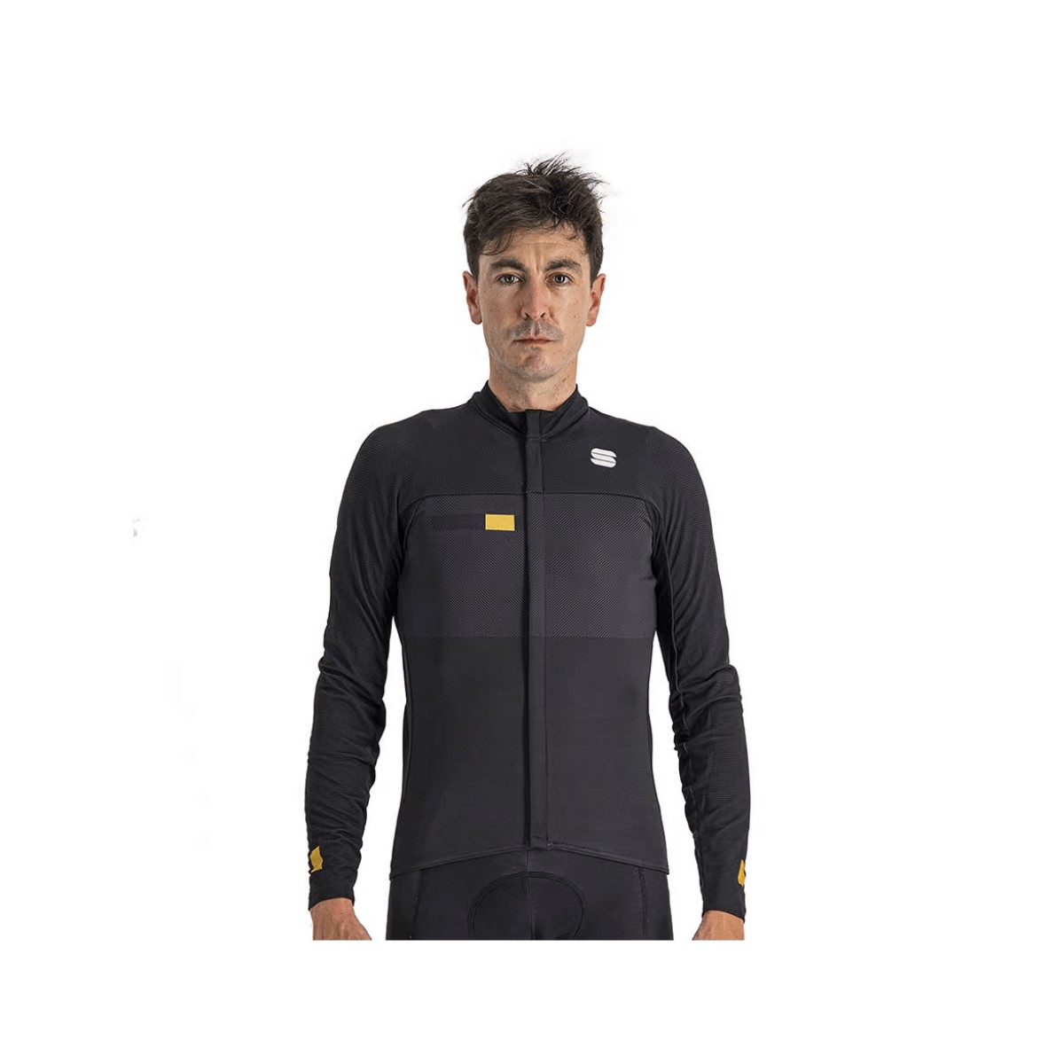 Jersey preta de manga comprida esportiva BodyFit Pro térmica, Tamanho L