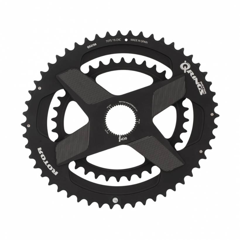 Correntes Rotor Aldhu 3D + QRings Spidering Aero Black 52/36