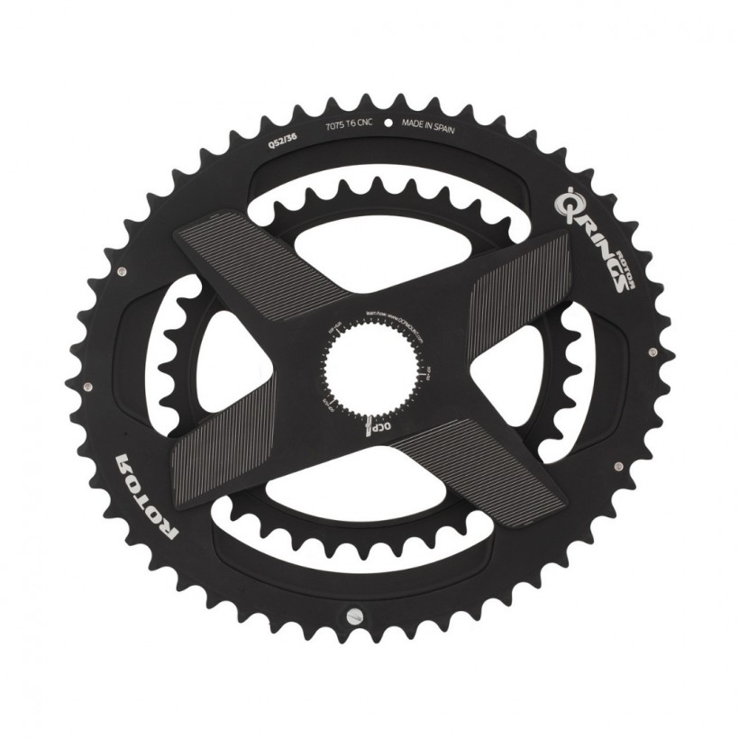 Platos Rotor Aldhu 3D+ QRings Spidering Aero Negro 52/36