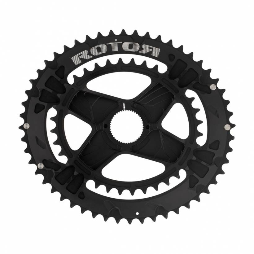 Correntes Rotor Aldhu 3D + QRings Spidering Aero Black 52/36