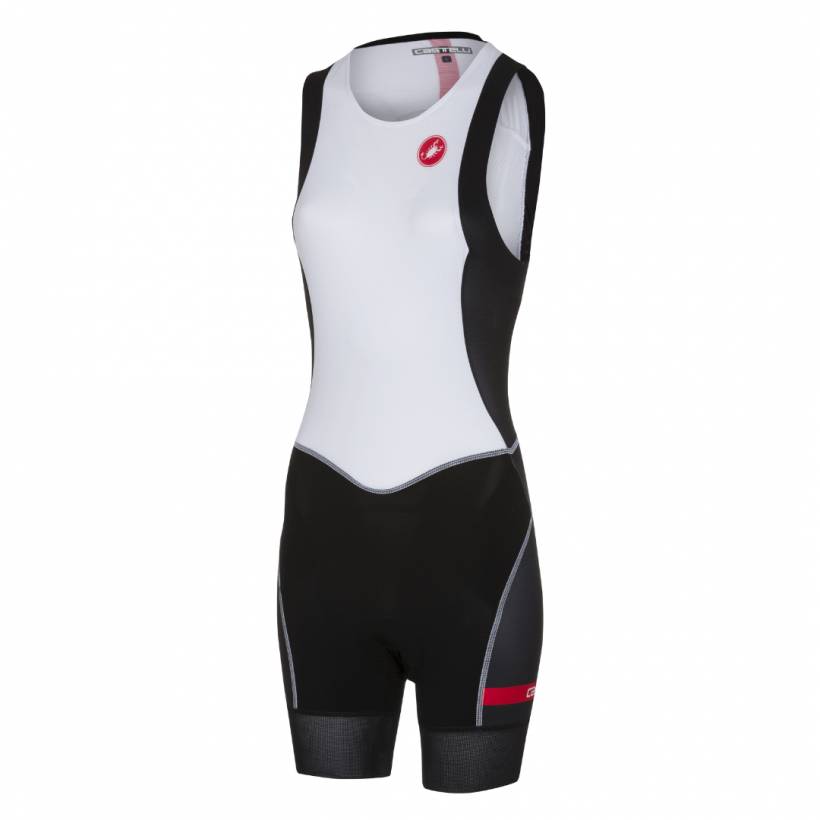 Tuta intera corta Castelli W Race Tuta bianca nera