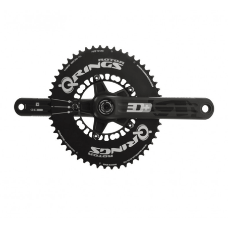 Rotor 3D + pedivelas com medidor de potência INpower + coroas Q-Rings Aero 50/34