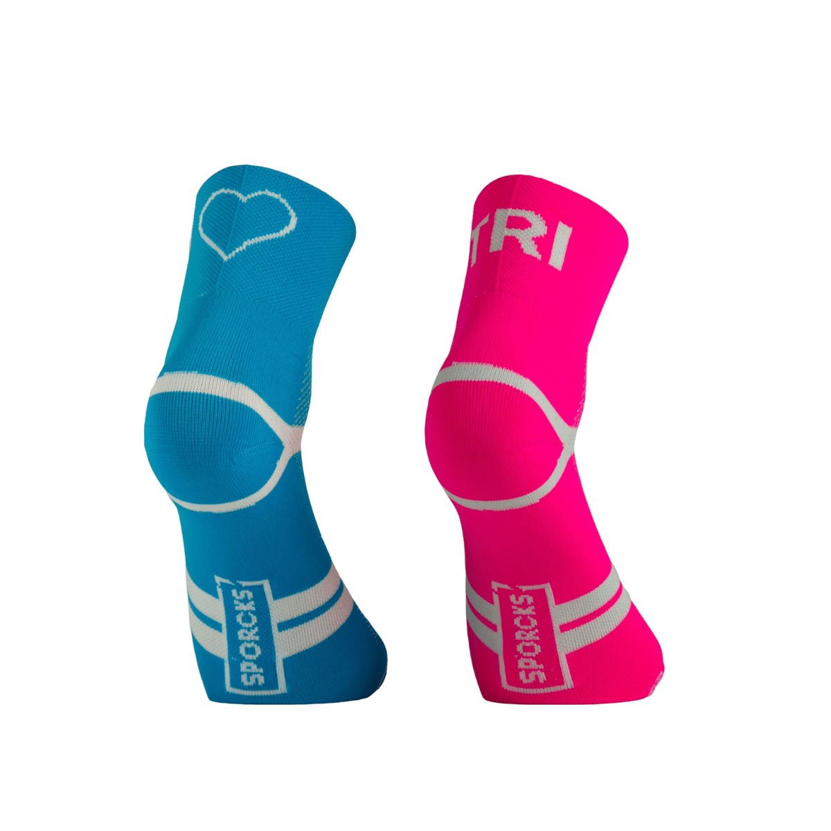 Sporcks Tri Love Blue Pink Socke, Größe L