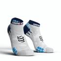 Calcetines ProRacing V3 Azul de Corte Bajo Compressport Blanco Azul