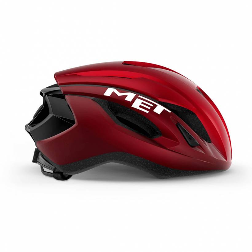 Casco Met Strale rosso metallizzato lucido