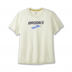 Brooks Distance Short Sleeve T-Shirt Off White
