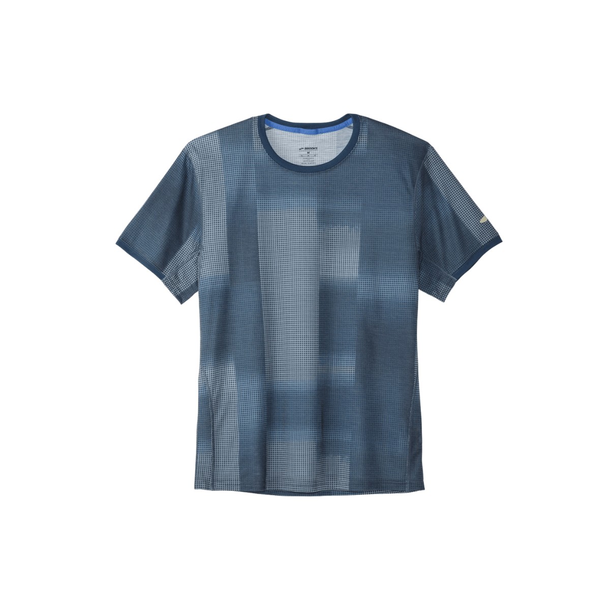 Camiseta Brooks Gráfico de Distância Manga Corta Azul Cinzento, Tamanho S