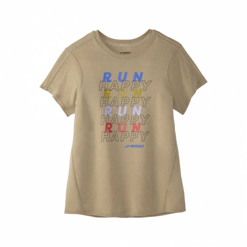 Brooks Distance Graphic Kurzarm-T-Shirt in Oatmeal Heather