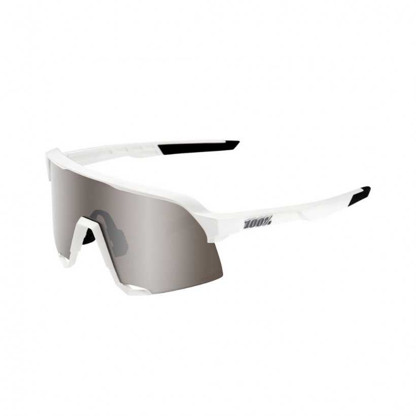 Glasses 100% S3 Matte White Hyper Silver Lenses