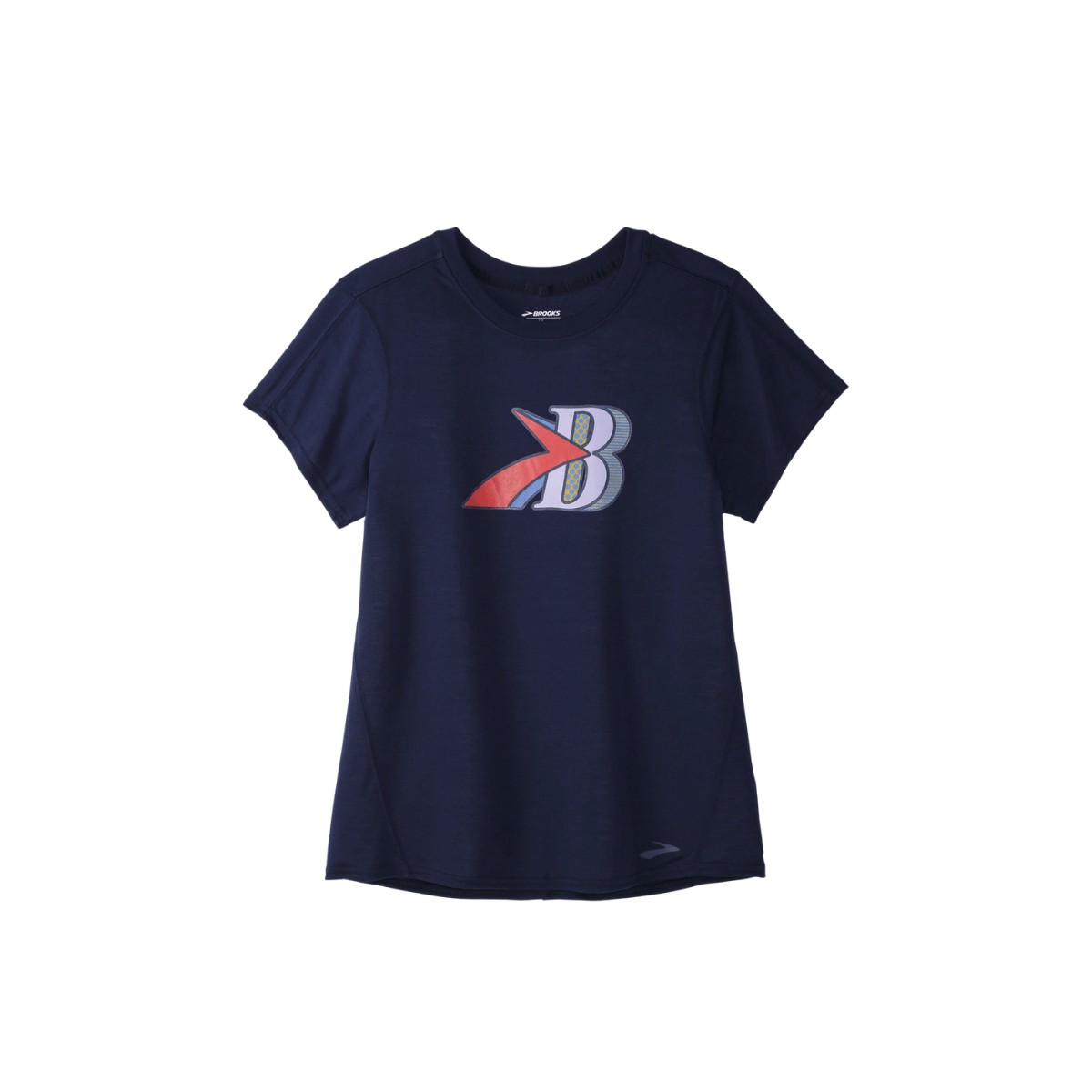 T-Shirt Brooks Distance Graphic Short Sleeve Navy Blue, Taille S