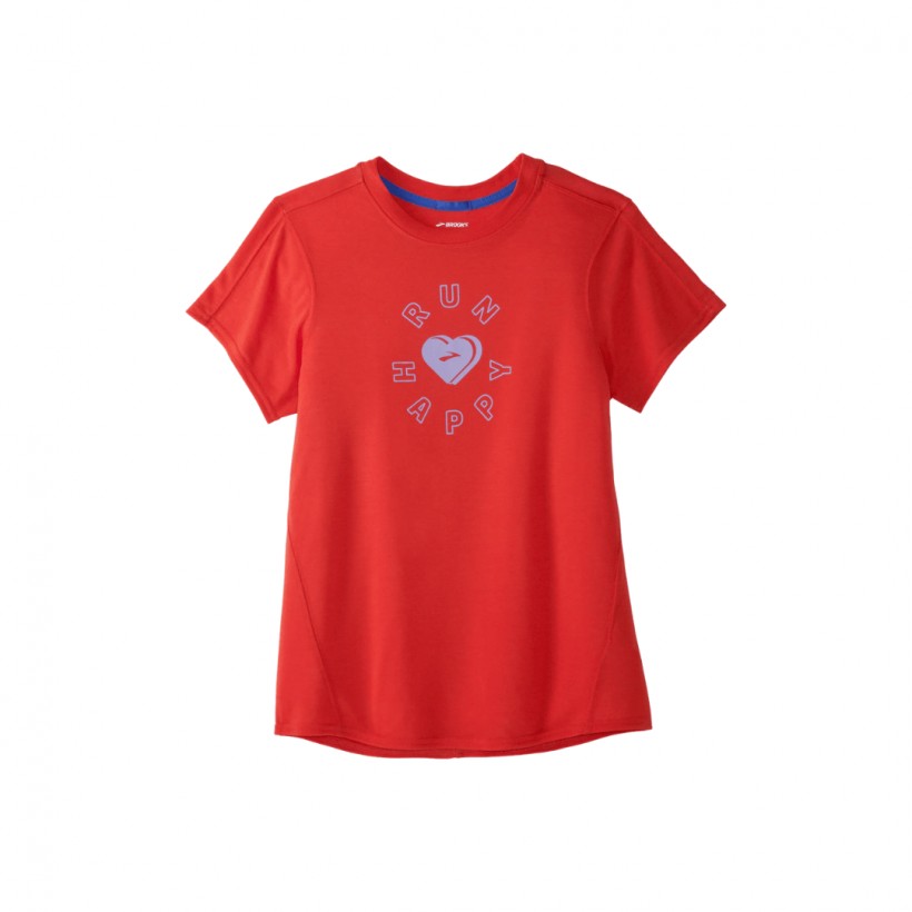 Brooks Distance Graphic Kurzarm-T-Shirt Rot