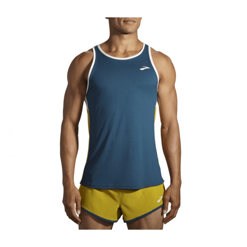 Camicia Brooks Atmosphere Canotta Smanicata Blu Giallo