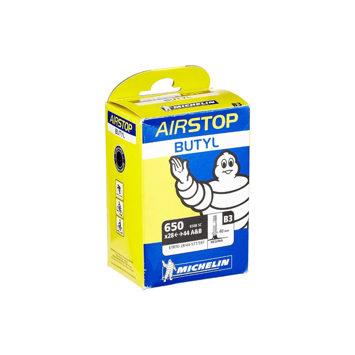 Mich in günstig Kaufen-Michelin AirStop Butyl 650 x 28 - 47 Presta Tube. Michelin AirStop Butyl 650 x 28 - 47 Presta Tube <![CDATA[Michelin B3 Butyl B3 650 x 28-47 Presta Butylrohr ETRTO 28/47 - 571/597]]>. 