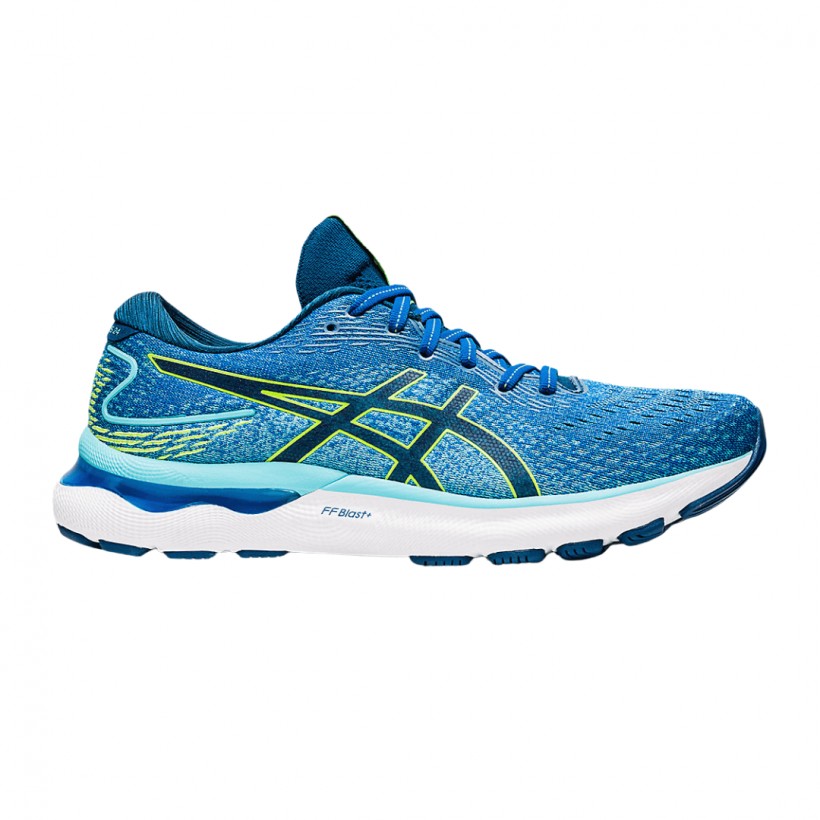 Asics Gel-Nimbus 24 Niebieskie żółte buty do biegania SS22
