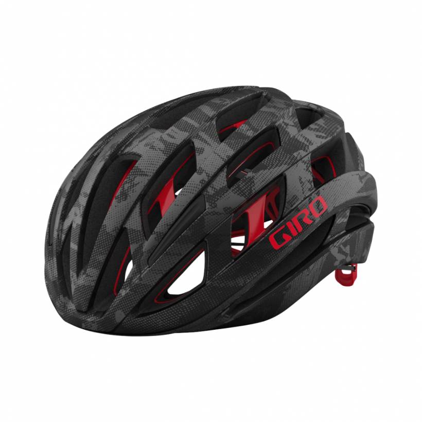 Capacete esférico Giro Helios cinza escuro vermelho