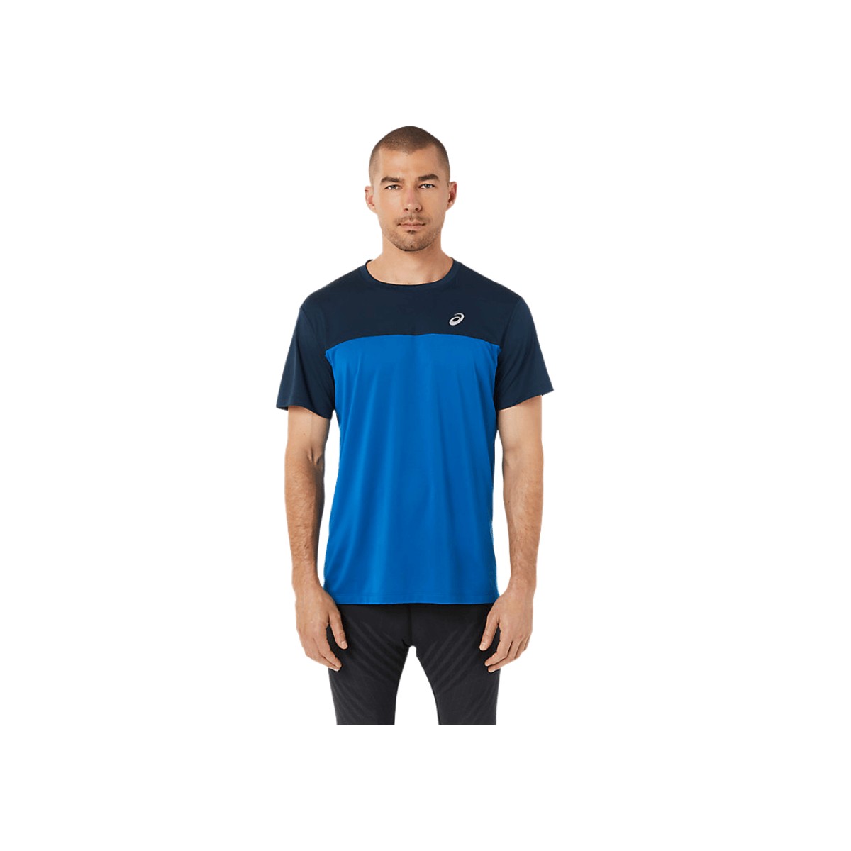 T-Shirt  Asics Race SS TOP Noir Bleu SS22, Taille S