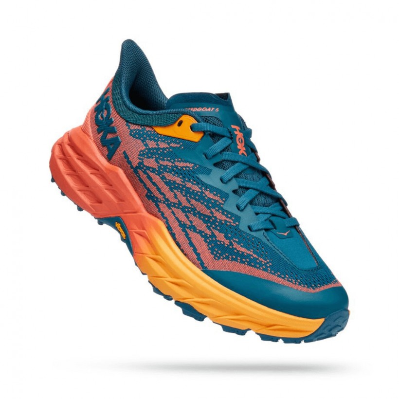 Zapatillas Hoka One One Speedgoat 5 Azul Naranja Mujer SS22