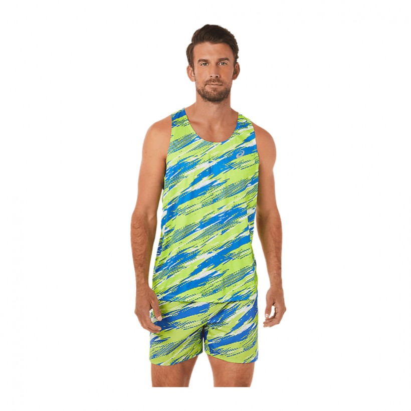 Asics Color Injection Singlet Sleeveless T-Shirt Green Blue