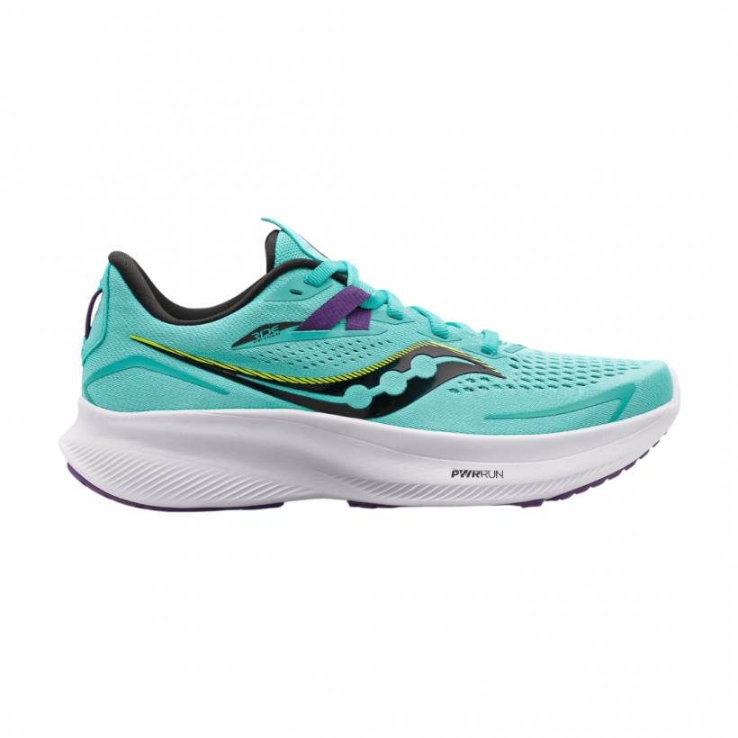 Sapatos femininos Saucony Ride 15 azul celeste preto roxo SS22