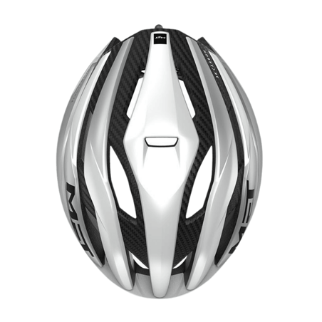 MET Casque Trenta 3K Carbon MIPS Blanc Argent Métal