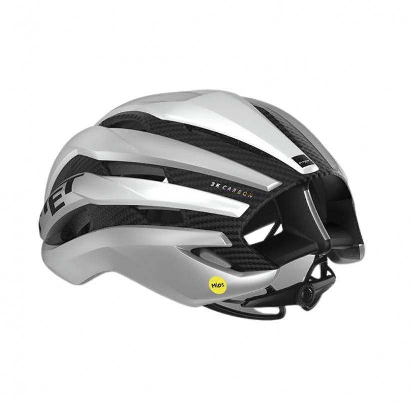 MET Trenta 3K Carbon MIPS White Silver Metal Helmet