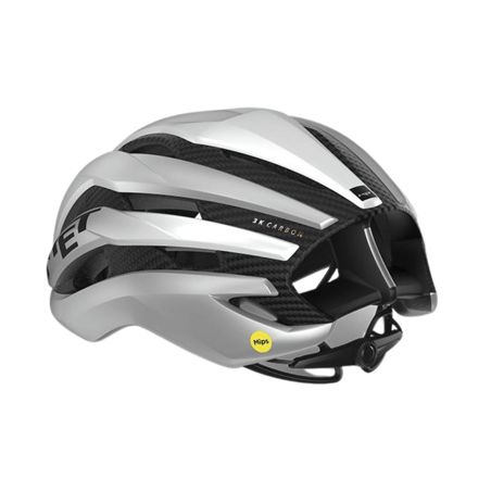 Casco MET Trenta 3K Carbon MIPS Blanco Plata Metal