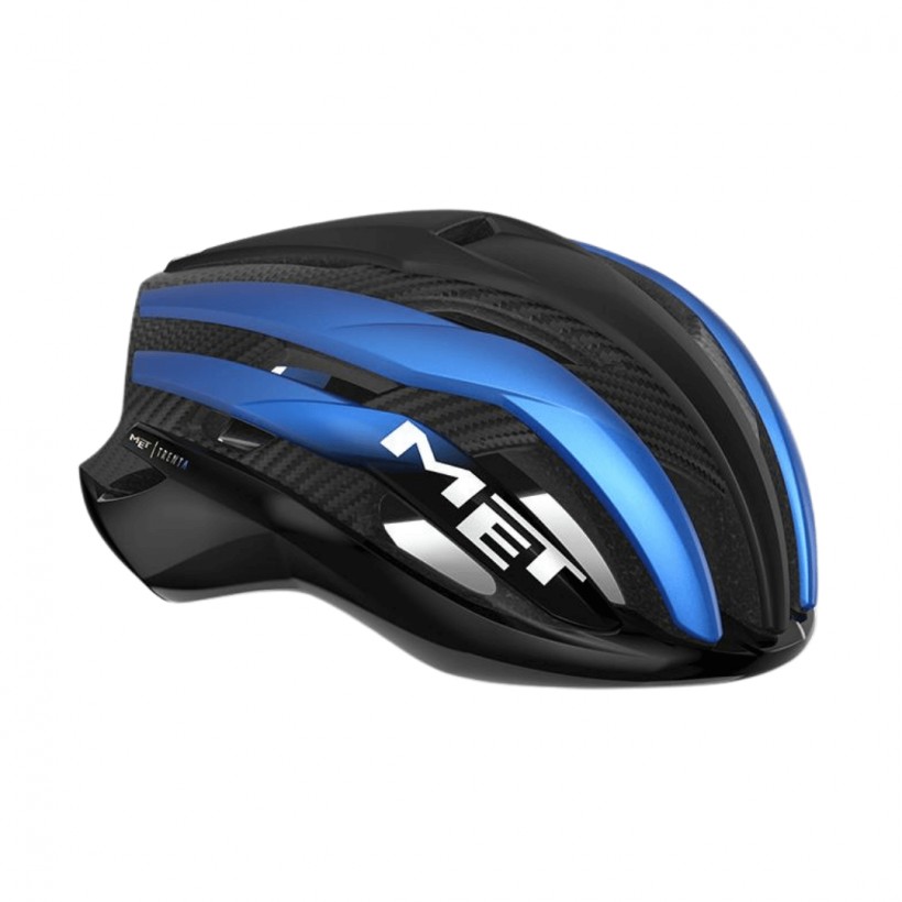 MET Trenta 3K Carbon MIPS Helmet Black Blue Matte Metal Blue