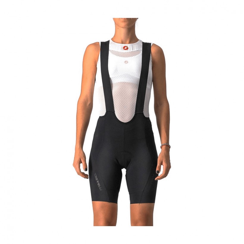 Castelli Velocissima 3 Spodenki na szelkach Czarne Srebrne Damskie