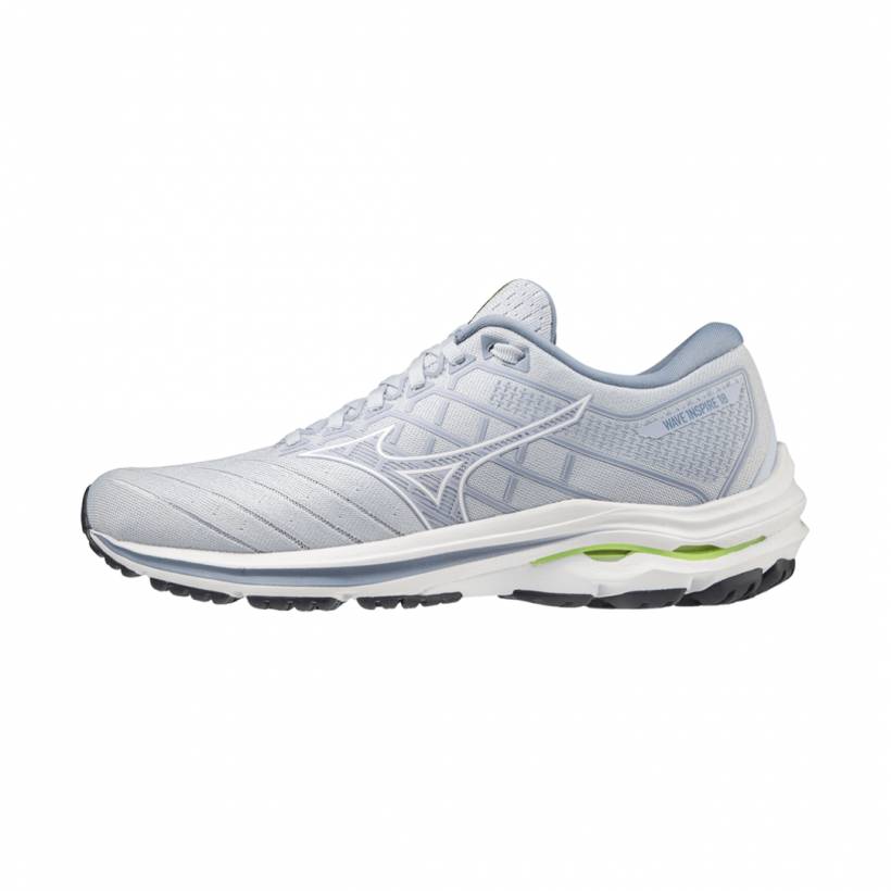 Tênis de corrida Mizuno Wave Inspire 18 azul cinza feminino SS22