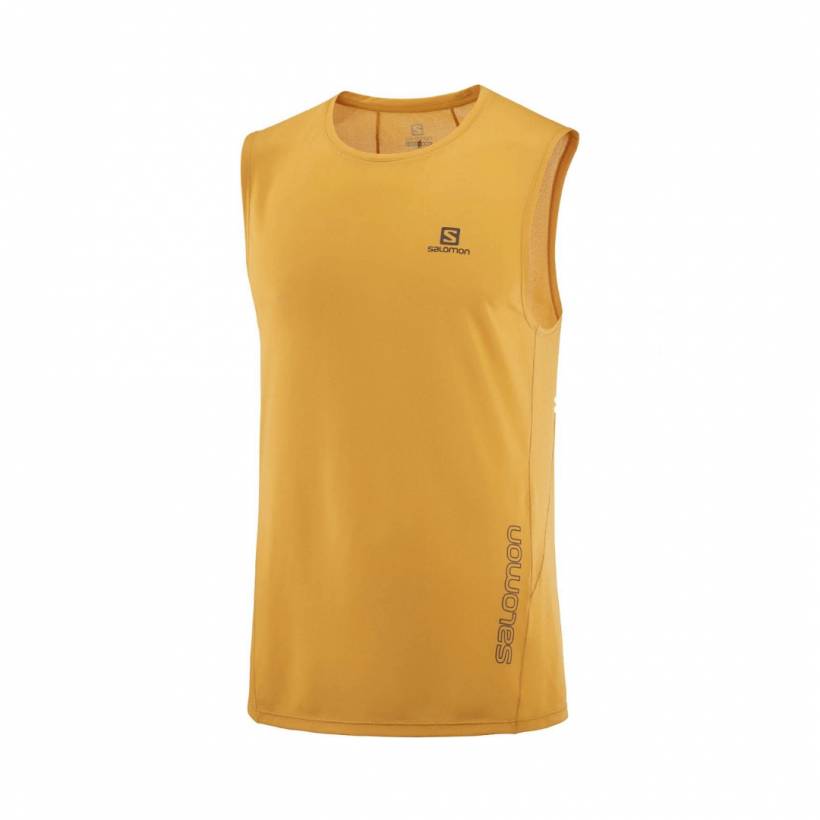 Maglietta Running Salomon Sense Aero Trail Senza Maniche Giallo