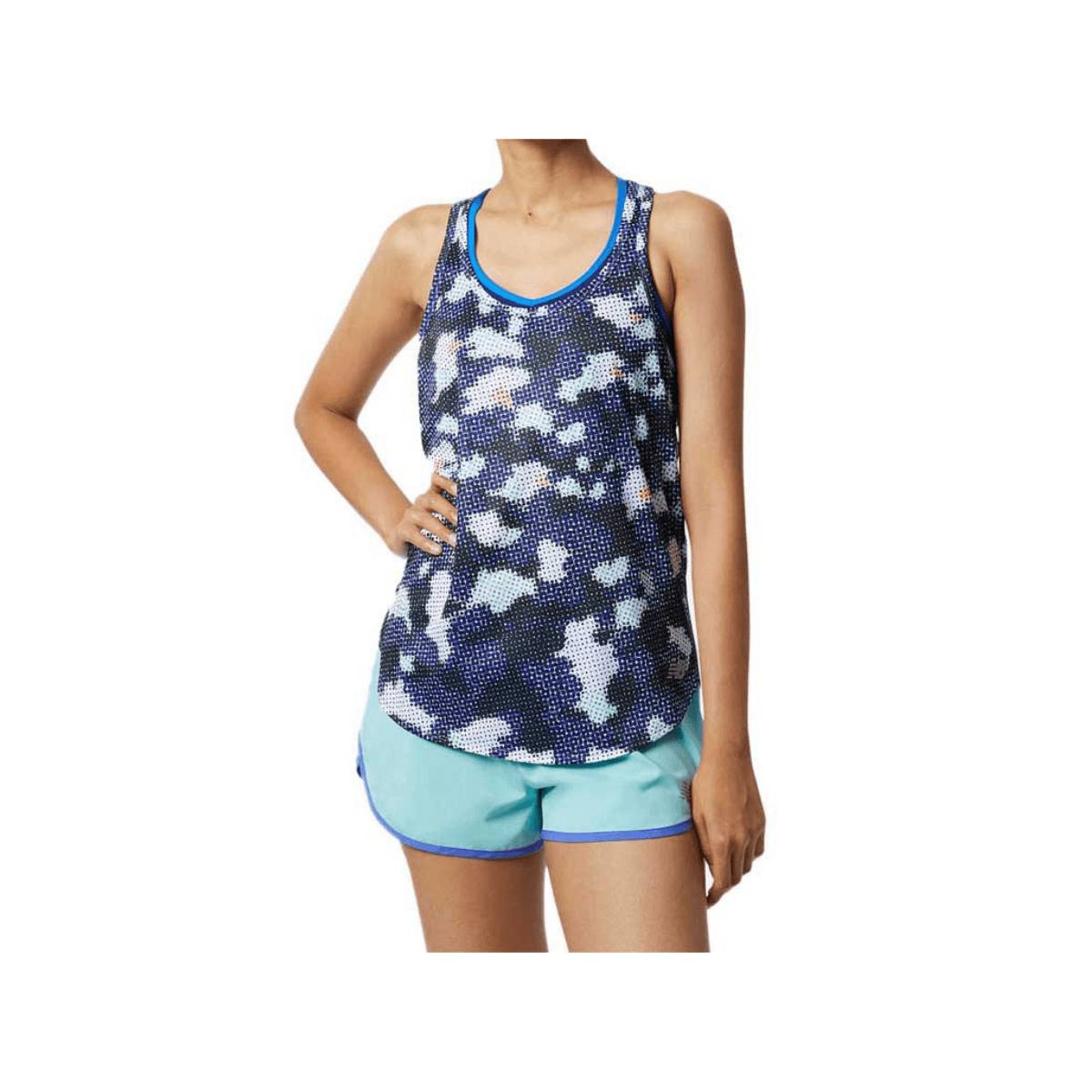 Camisa New Balance Printed Accelerate Tank Sem Mangas Azul Branco Mulher, Tamanho XS