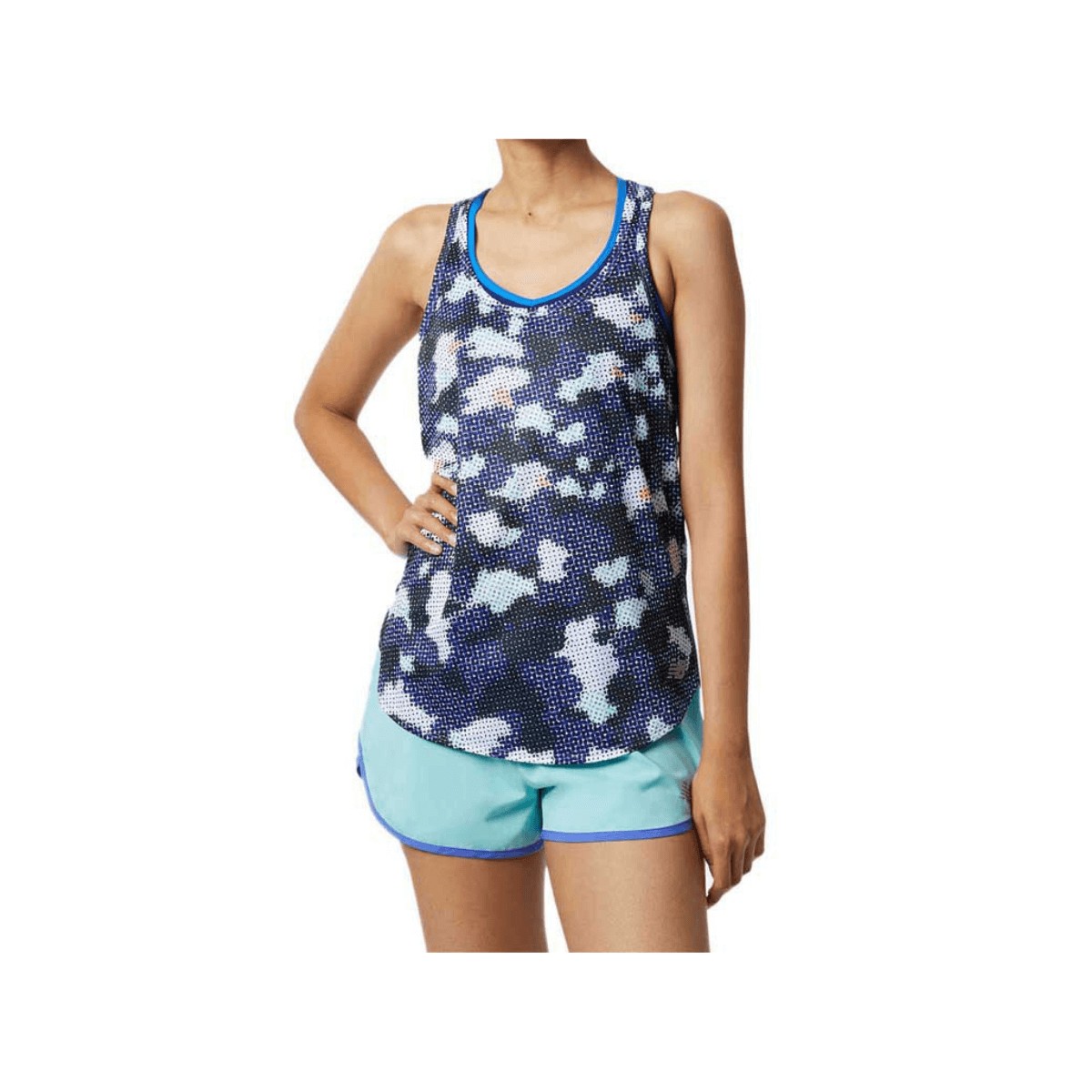 Maglietta New Balance Printed Accelerate Tank Senza Maniche Blu Bianco Donna, Taglia XS