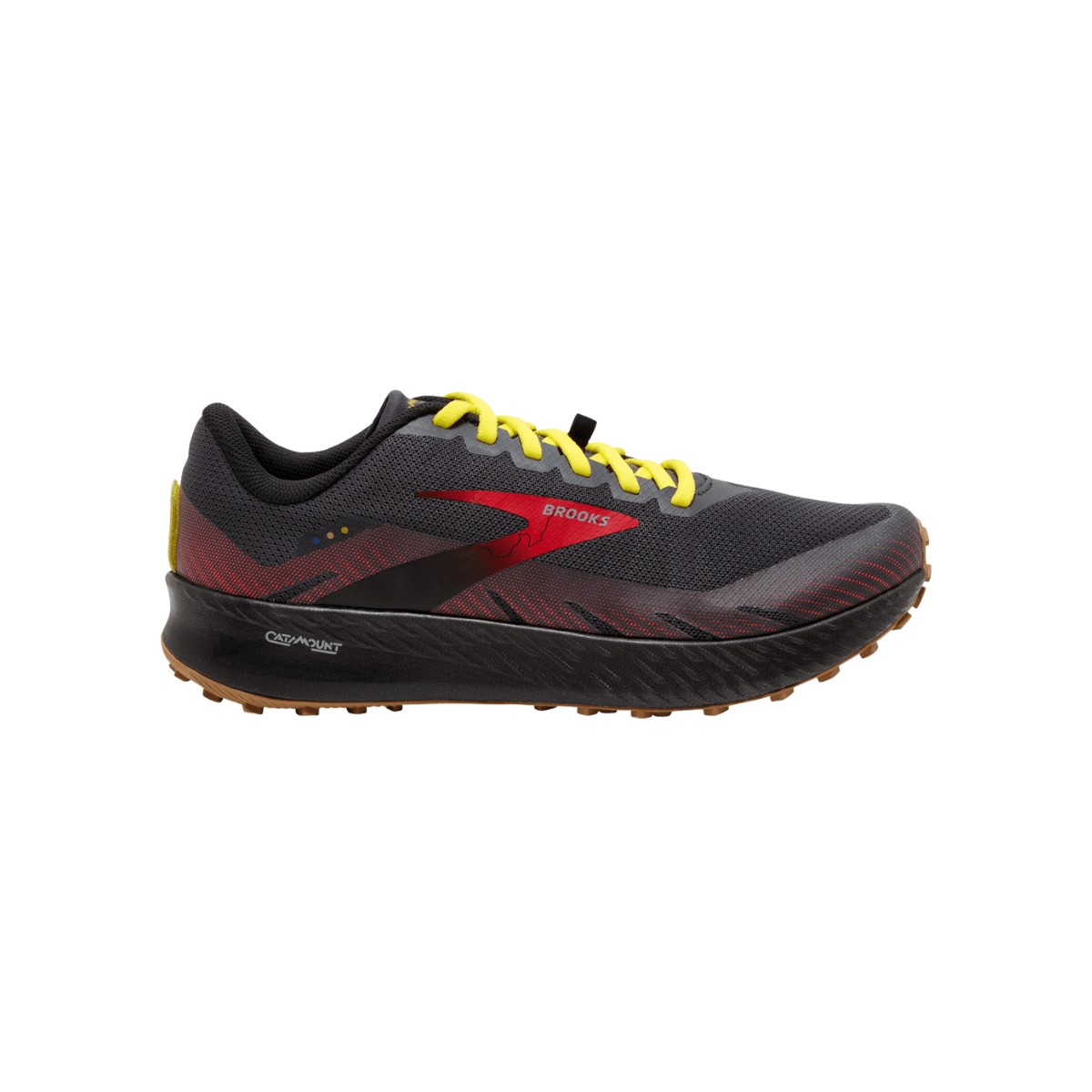 Brooks Catamount Shoes Black Red Yellow SS22, Size 41 - EUR