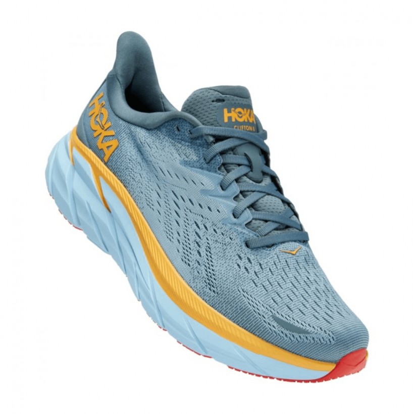 Hoka One One Clifton 8 Szerokie Buty Niebieski Pomarańczowy SS22