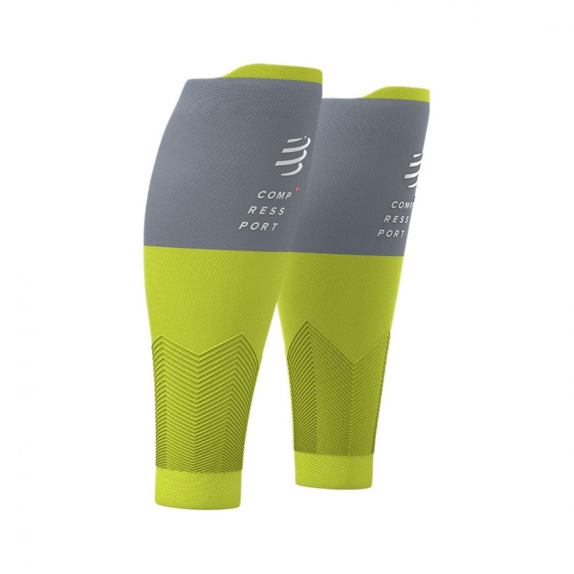 Medias compresión Compressport R2V2 Gris Verde Lima