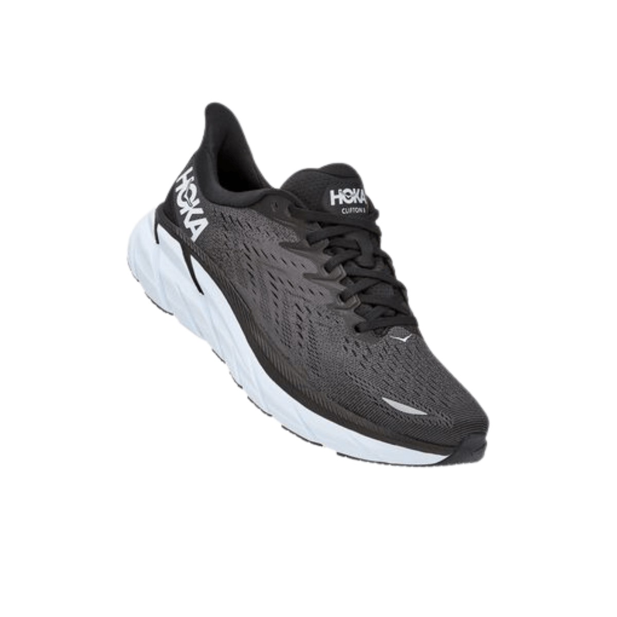 Hoka One One Clifton 8 Shoes Black White AW22, Size EU 42 2/3