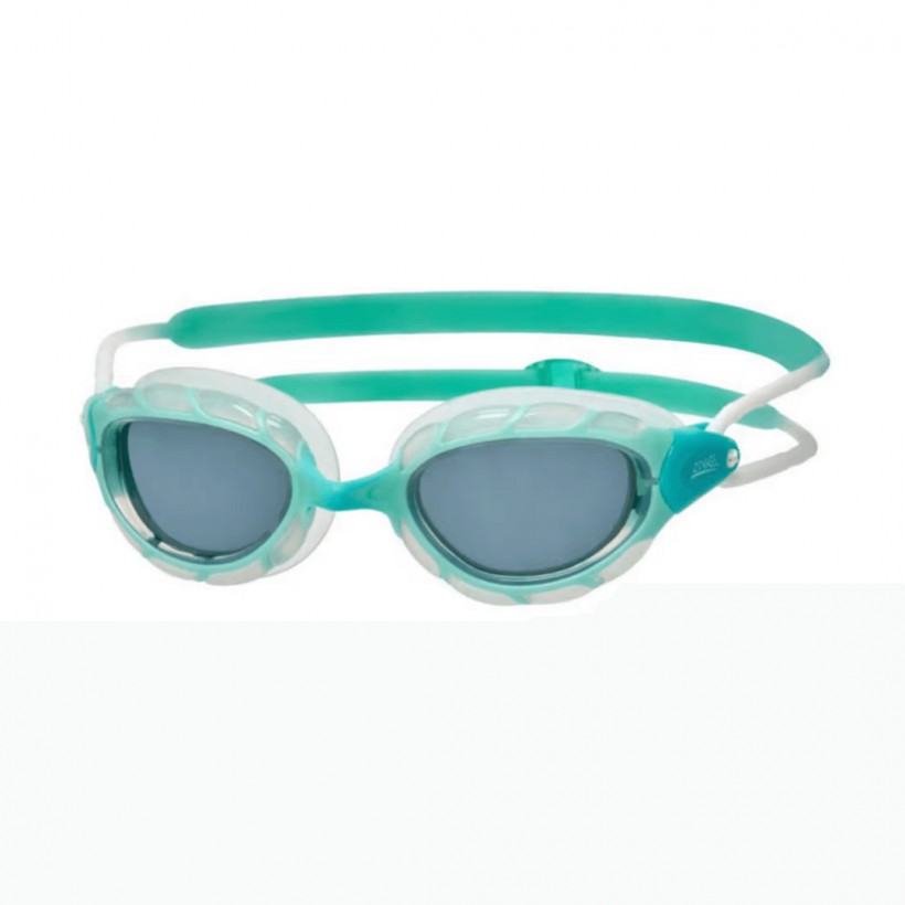 Zoggs Predator Regular Fit Swimming Goggles Black Green Clear Lenses White