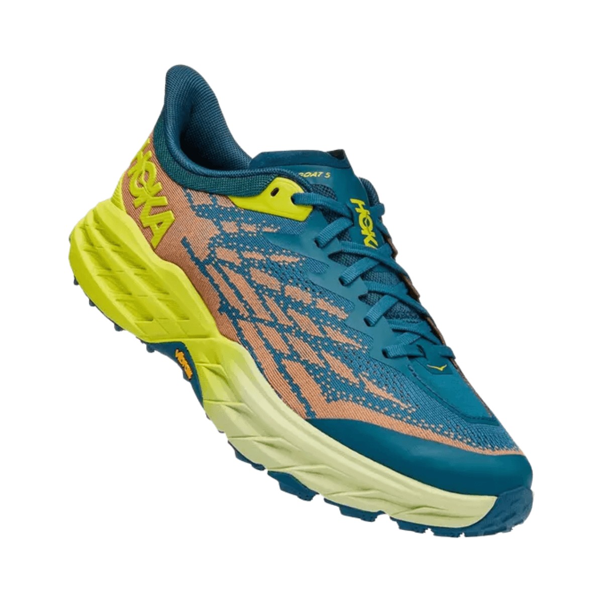 Hoka One One Speedgoat 5 Wide Shoes Coral Blue Green AW22, Size EU 44 2/3