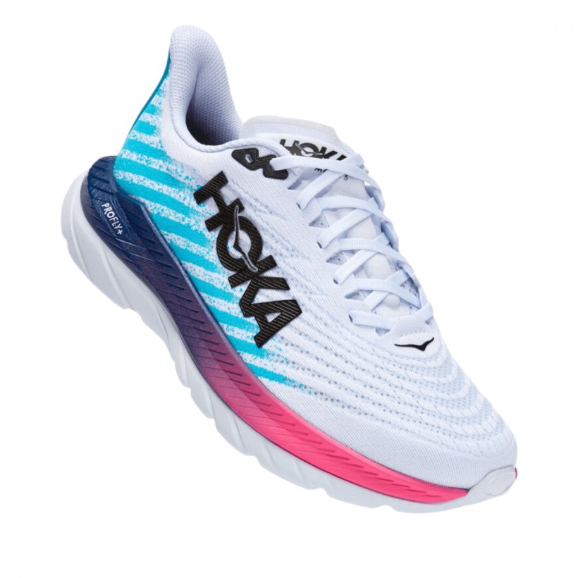Chaussures Hoka One One Mach 5 Blanc Bleu AW 22 Femme