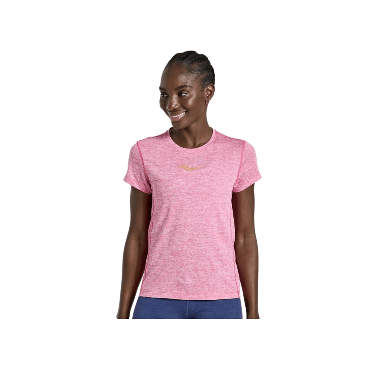 Saucony Women's Stopwatch Pink T-Shirt, Size S