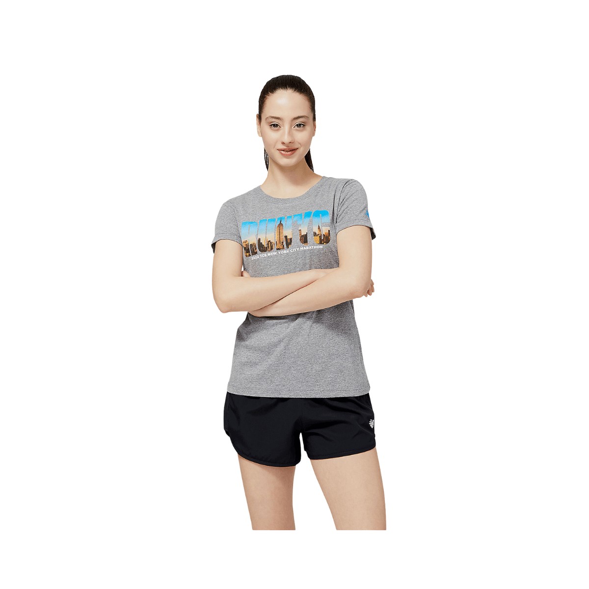 Camiseta New Balance NYC Marathon RUNYC Sunset Skyline Mulher, Tamanho XS