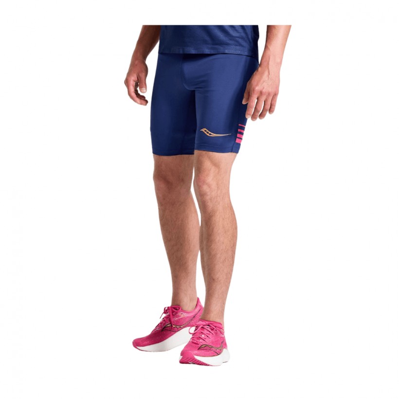 Pantalón corto apretado Saucony Elite Azul Rosa