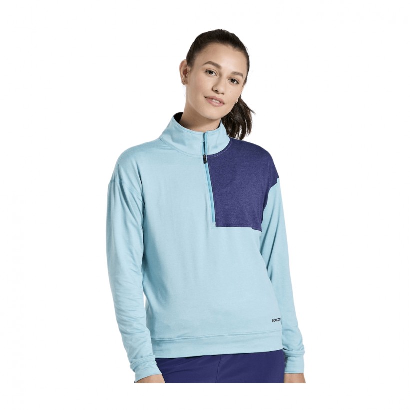 Koszula Saucony Sunday 1/4 Zip Niebieski Damskie