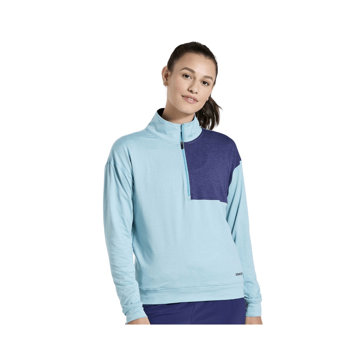 Chemise Saucony Sunday 1/4 Zip Bleu Femme, Taille XS