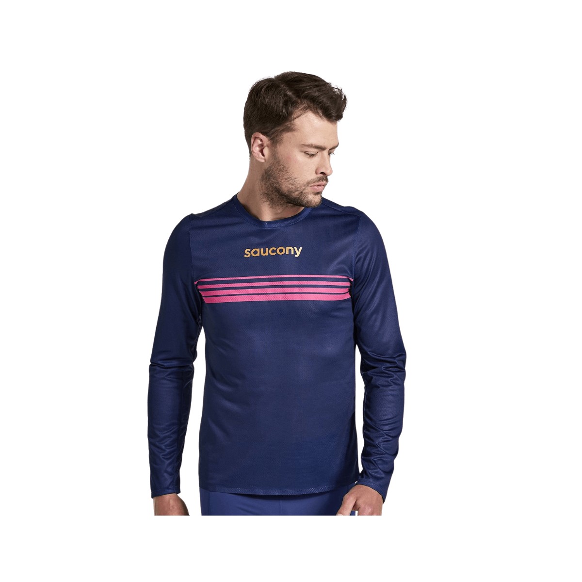 Long Sleeve Saucony Elite Blue Pink, Size L