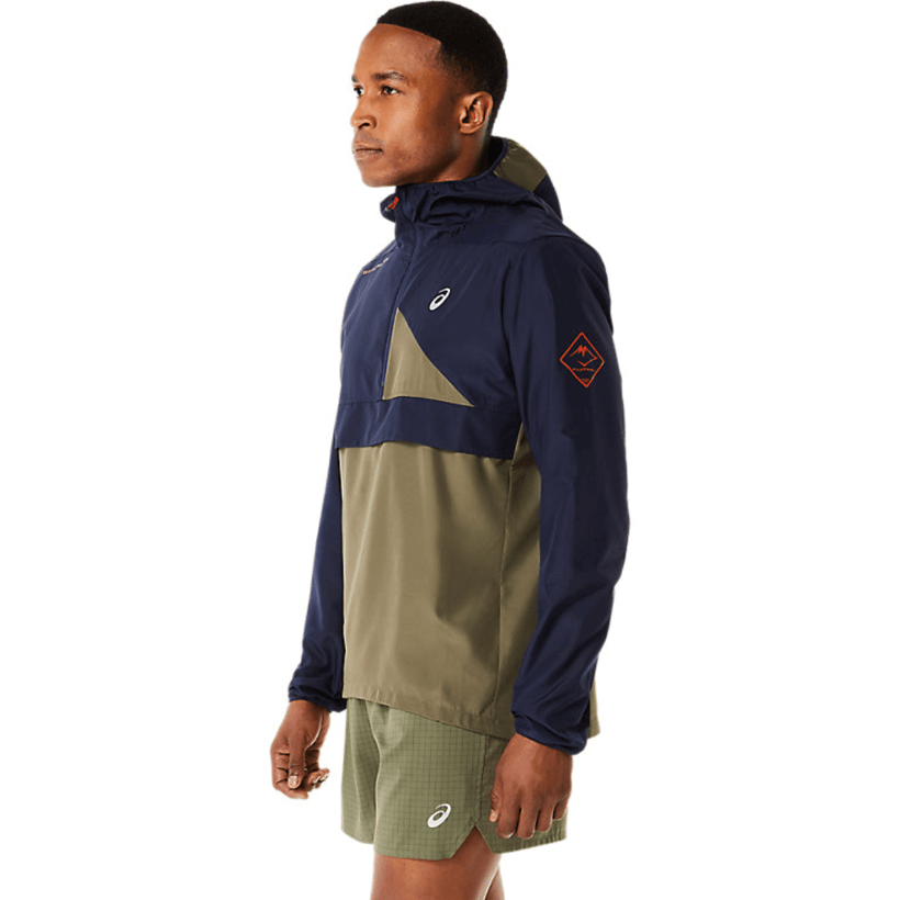 Asics Fujitrail Anorak Marineblauw Groen