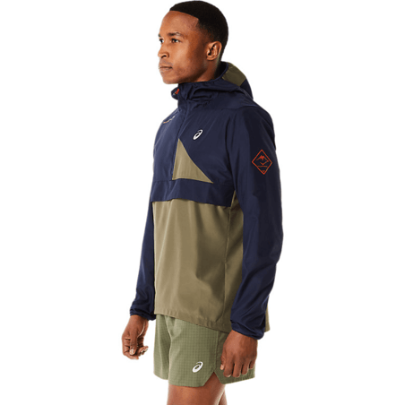 Asics Fujitrail Anorak Marineblauw Groen