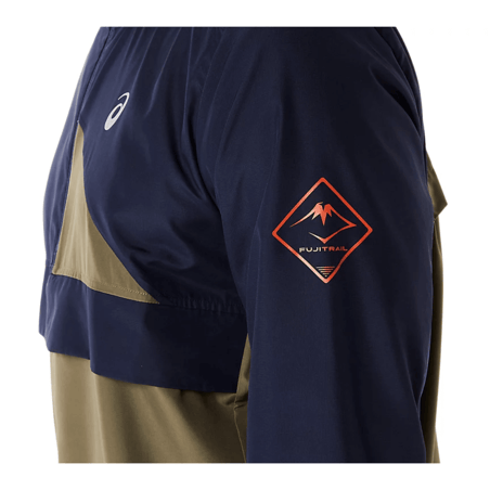 Giacca a vento Asics Fujitrail blu navy verde